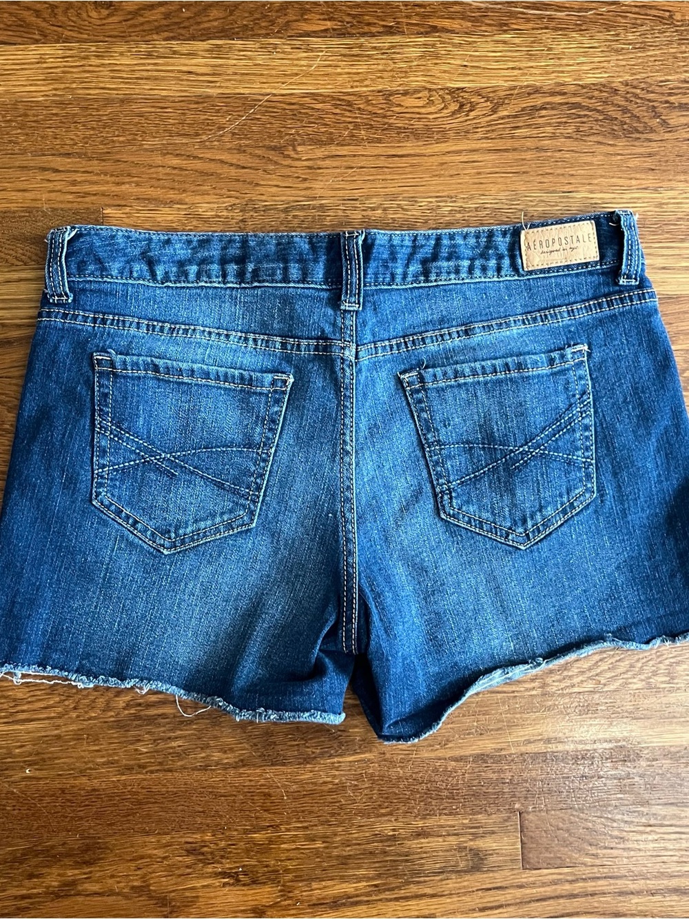 Aeropostale 8 midi mini shorts cutoff jorts denim blue distressed